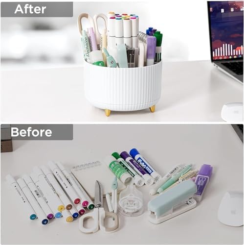 Gawsey Rose Gold Desk Organizers and Accessories with Desk Organizer 360° Rotating Pen Holder and Office Supplies, Cute Stationery Supplies Set - Image 6