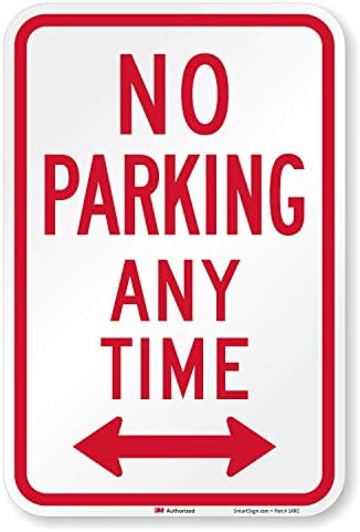 SmartSign - K-2331-HI-12x18 "No Parking Any Time" Sign | 12" x 18" 3M High Intensity Grade Reflective Aluminum Red on White by SmartSign