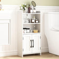 Small Bathroom Storage Cabinet with 2 Doors & Shelf, Line White by ZOVAZEN