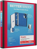 Staples Better Binder, 1.5-Inch D-Ring View, Red, Holds 350 Sheets by Staples