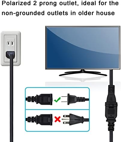 5ft Extension Cord,2 Prong Small and Thin Extension Cords,Male/Female for NEMA 1-15P to NEMA 1-15R Short Extension Cord Indoor (1, Black 5ft) - Image 3