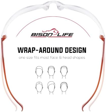 BISON LIFE Clear/Orange Safety Glasses for Men & Women, ANSI Z87.1, 6 Pack - Image 7