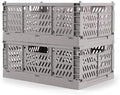 2 Pack Stackable Storage Crates, Plastic Foldable Baskets Small Gray by Domiella