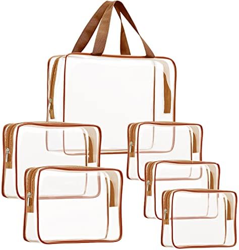6Pcs Crystal Clear PVC Travel Toiletry Bag Kit for Women Men, Cosmetic Bags by ROYBENS