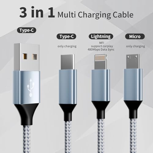 Multi Charging Cable(3Pack 4FT), 3 in 1 Charging Cord for Multiple Devices - Image 2