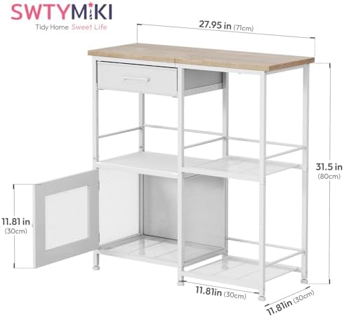 SWTYMIKI Coffee Bar Cabinet for Home - Farmhouse Coffee Stand Station Multi-Purpose Storage Cabinet with Adjustable Feet, Drawers - Kitchen Bar Table for Living Room, Corner, Small Space, Natural - Image 2