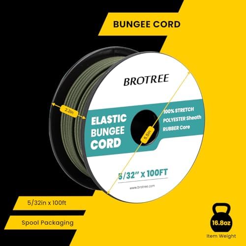 Brotree Bungee Cords 5/32" x 100ft Elastic Shock Cord 100% Stretch Cord - Image 2