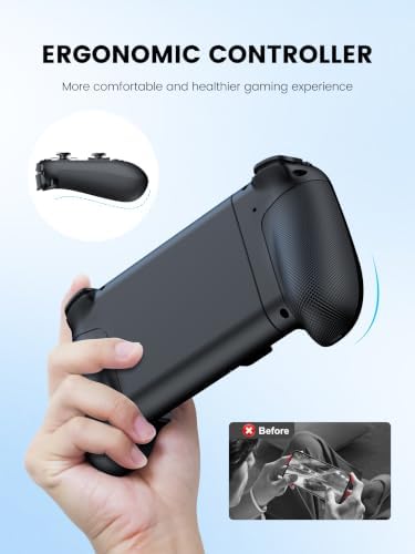 Mocagen MC1 Phone Controller for iPhone & Android – Ergonomic Grip, Low Latency, Case Friendly, Bluetooth Mobile Controller with Hall Effect Joysticks, Portable Travel Companion for Car/Leisure(Black) - Image 2