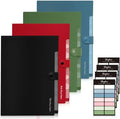 SKYDUE 8 Pockets Accordion File Organizer, Expanding File Folders, Portable Document Paper Organizer, A4 Letter Size, Snap Closure, Pack of 4 by SKYDUE