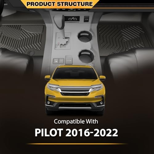 G-PLUS TPE Floor Mats Fit Honda Pilot 8 Passenger 2016-2022,4PCS - Image 6