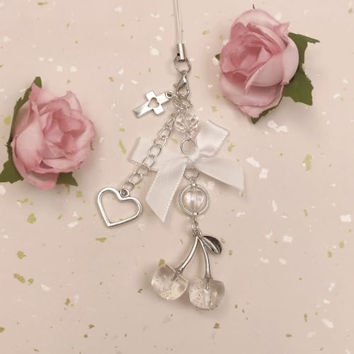 Phone Charms Strap Cute Cherry CellPhone Straps Aesthetic Pink Red Black BlueCherry Phone Chain for Camera Keychain Bag Pendant Decor Gift - Image 6