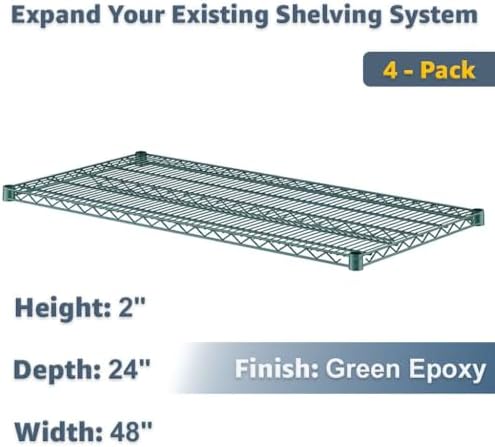 24" x 48" 4 Pack Commercial Wire Shelf Replacement, NSF, Heavy Duty Storage Support for Warehouse - Image 2