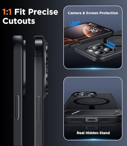 Temdan Magnetic Compatible with iPhone 16 Pro Max Case, [Built-in Invisible Kickstand][Compatible with MagSafe] [Military Grade Shockproof] Slim Translucent Matte Phone Case for iPhone 16 Pro Max 6.9" - Image 5