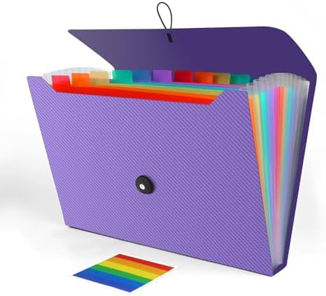 Accordion File Organizer, Expanding File Folder for Sorting Documents and Papers, 13 Pockets File Storage Organizer for Home, Travel and Office Use, Hospital Bag Essentials (Purple) by Weovepaw