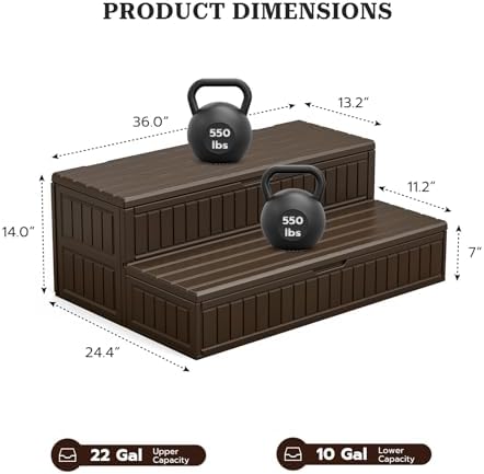 Garturects Hot Tub Steps with Storage, Hot Tub Steps Outdoor, Sturdy Plastic Storage Spa Steps with Anti-Slip Treads for Porch, RV, Deck(Brown) - Image 2