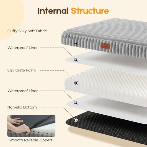 Orthopedic Dog Bed for Large Dog, Waterproof Washable Pet Bed for Crate - Image 3