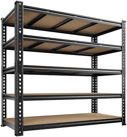 Romorgniz 72.02" H Garage Shelves 5 Tier Storage Shelves Organizers,2500 LBS Heavy Duty Adjustable Shelving Unit,Garage Shelves Metal for Basement, Warehouse,Commercial,School,55.1" W x 24.4" D by Romorgniz