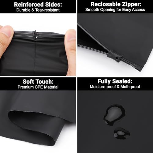 Black T Shirt Bags, 10x13 inch, Pack of 50, Frosted Zipper Bags for Clothes Packaging, Shipping, Mailing, Selling, Travel, Waterproof for Swimsuit, Bathing Suit, Pants, Stuffed Animals, File - Image 3