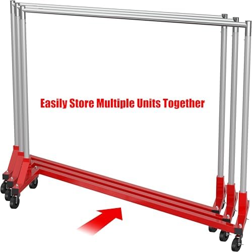 Simple Houseware Industrial Grade Z-Base Garment Rack, 63" W/500Lb, Red - Image 5
