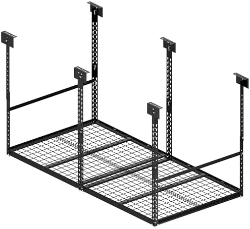 3x6 Ft Overhead Garage Storage Rack, 28-41 inch Height Adjustable Ceiling Mounted Organization Rack, 450 lbs Weight Capacity, 36"x72" Metal Rack for Garage Storage with Wire Decking by STORKING
