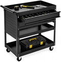 Garvee 30 Inch Rolling Tool Cart on Wheels, 3 Tier Steel Utility Tool Cabinet with 2 Drawer and Casters, Heavy Duty Tool Chest for Garage, Warehouse and Workshop by Garvee
