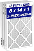 Filter King 8x14x1 Air Filter MERV 8, AC Furnace Filters (3-Pack) by FilterKing