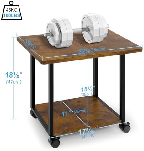 MARTY 22"x15.75" Large Printer Stand Under Desk, Rolling Cart Printer Table - Image 4