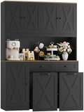 HOSTACK 71" Kitchen Pantry with 12.5 Gallon Double Trash Can Cabinet, Black by HOSTACK