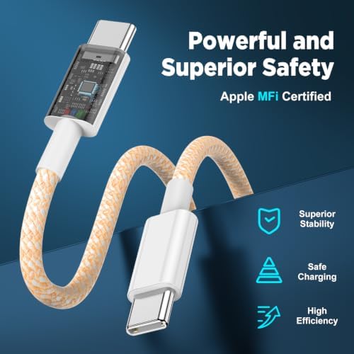 USB C to USB C Cable 6FT+10FT 2Pack 60W iPhone 17 16 15 Charger Cord Long Type C to C Cable Fast Charging for Apple iPhone 17 16 15/Pro/Pro Max/Plus/iPad Pro Air/MacBook/Air/Mini/Samsung Galaxy-Orange - Image 4