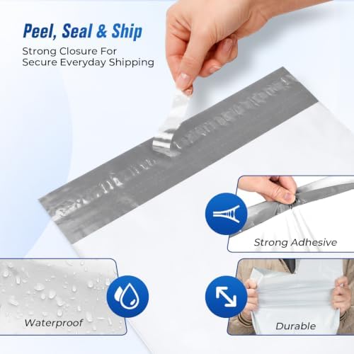Fuxury Poly Mailers 12x15.5 50PC Shipping Bags for Small Business White - Image 6