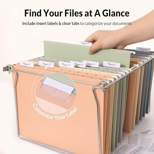 SUNEE Hanging File Folders, 12 Pack Letter Size Hanging File Folders with 1/5-Cut Tabs, Ideal for Home and Office Organization and Papers Classification,Morandi Colors - Image 2