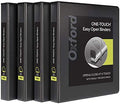 Oxford 3 Ring Binders, 1 inch ONE-Touch Easy Open D Rings, Durable Binders for School and Office, ClearVue, Xtralife Hinge, Non-Stick, PVC-Free, Black, Holds 250 Sheets, 4 PK (79903) by Oxford