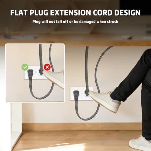 12 Ft Heavy Duty Appliance Extension Cord - 14 Gauge 3 Prong SPT-3 Cable Wire, Ideal for Air Conditioners, Refrigerators, and Major Appliances - Indoor Use, Grey - Image 5