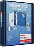 Staples Better Binder, 1 Inch 3-Ring, Navy Blue, Locking Rings, 3-Pk by Staples