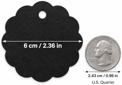 G2PLUS 100PCS Scalloped Tags with Twines,2.4 in Round Black Tag - Image 2