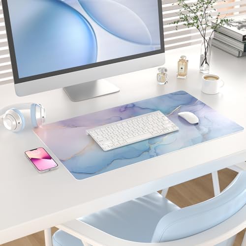 QIYI PU Leather Large Mouse Pad, Waterproof Desk Mat, 23.6" x 13.8", Fluid - Image 2