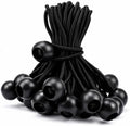 30 Pcs 11 Inches Ball Bungee Cords, Black Heavy Duty Heavyweight Tarp Black Ball Bungee, 4mm Thickness Weather Resistant Tie Down Strap, Suitable for Camping, Securing Tents, Fixing Cables and Hoses by T+TENTA