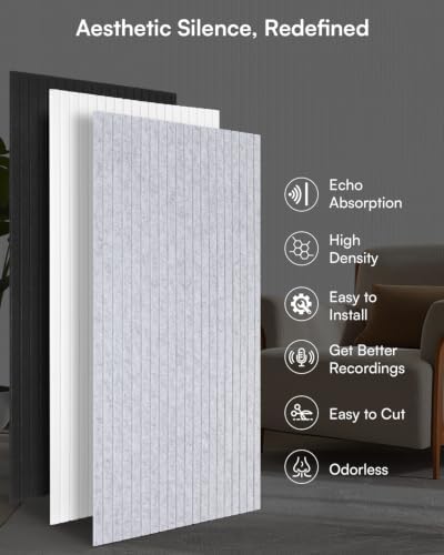 SODOCT 6 Pack Large Acoustic Panels, 47.2" X 23.6" X 0.4" Sound Proof Panels for Walls, High Density Sound Absorbing Panels for Home Studio & Office, Gray - Image 6