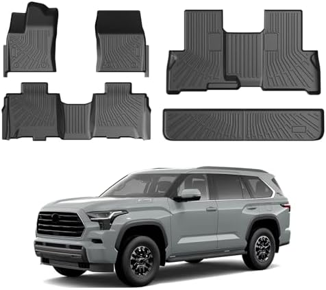 Sequoia Floor Mats - Car Mats for Toyota Sequoia 2023-2026, All Weather Floor Mats and Cargo Liner for Sequoia Accessories, Heavy Duty Rubber Mats, Car Accessories by cartist
