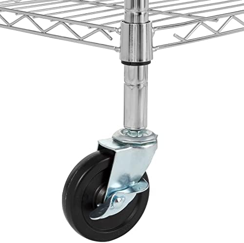 Amazon Basics Portable Kitchen 3-Tier Storage Rack on Caster Wheels with Adjustable 2 Shelves, 175 Pound Capacity, 21 x 15 x 36.7 inches (LxWxH), Wood/Chrome - Image 3