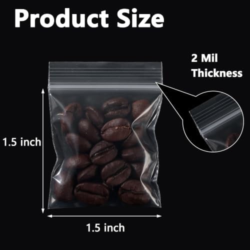 500 Pcs 1.5 x 1.5 Inch Clear Mini Zip Bags, 2 Mil Resealable Plastic - Image 2
