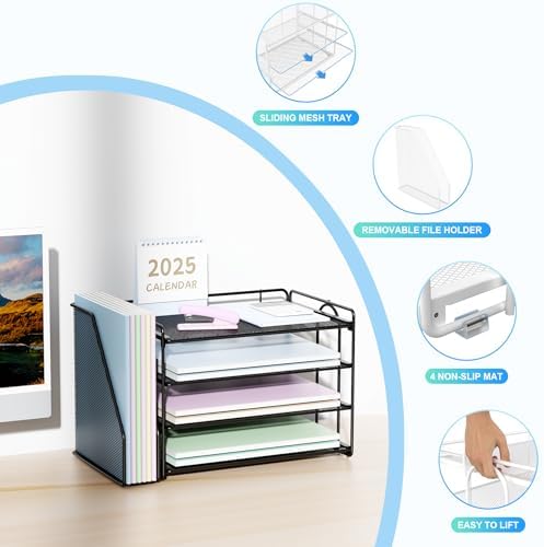Spacrea 4-Tier Paper Organizer for Desk with File Organizer - Image 3