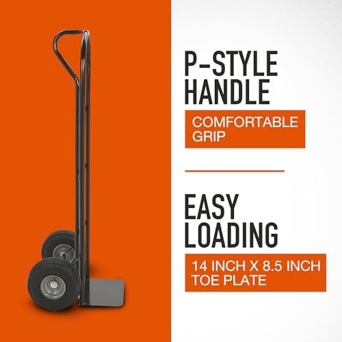 Ironton Steel Hand Truck, 600-Lb. Capacity, 10in. Pneumatic Tires - Image 2