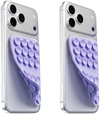 (2 Pack) Upgraded Double Sided Silicone Suction Phone Case Mount, Lavender by Mnyatr