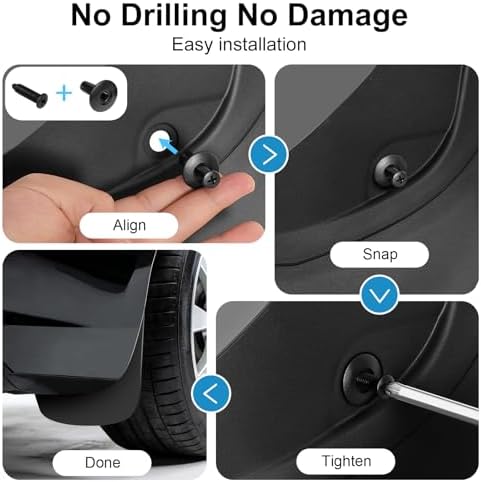 Weize Floor Mats for Tesla Model Y Juniper 2025-2026 All Weather 9Pcs Cargo Liners & 4Pcs Mud Flaps No-Drill Splash Guards Interior Accessories(Not for Standard) - Image 5