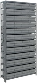 Quantum Storage Systems 1275-701GY Solid Heavy Duty 13 Shelves 48 Super Tuff Euro Gray Bins 75" H x 36" W x 12" D by QuantumStorageSystems