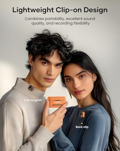 KUKIHO Wireless Lavalier Microphone for iPhone iPad Android with Charging Case 80h Battery Life, Noise Cancellation, 164ft Range Plug-Play Clip On Lapel Mic for YouTube, Video Recording, Vlog (Orange - Image 4