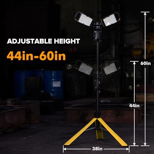 LUTEC Work Light with Stand, 12000 Lumen Dual-Head LED Work Light with Telescoping Tripod, Portable Corded LED Job Site Lighting 5000K 100W Indoor Outdoor Lighting - Image 6