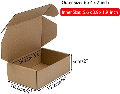 6x4x2 Inches Shipping Boxes Pack of 25, Brown Corrugated Cardboard Boxes for Small Bussiness - Image 2