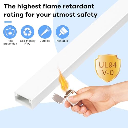126in Cord Hider Kit, ZhiYo Wire Hiders for TV on Wall, Paintable Cable Management Kit, Wire Cover for Wall Mount TV, White Cable Raceway, Cord Cover Wire Management Kit, 8 x L15.7in W1.18in H0.67in - Image 4